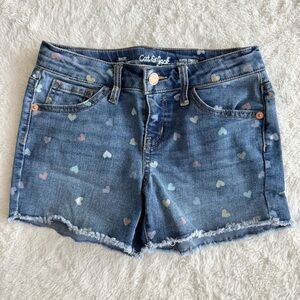Cat & Jack Blue Denim Shorts Hearts Girls Medium
